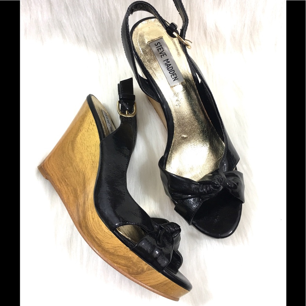 Steve Madden Patent Leather TopKnot Wedges, 7.5
